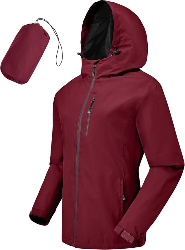 Detalle de Tyhengta Women’s Waterproof Rain Jacket (Packable, Hooded) with Zip Pockets