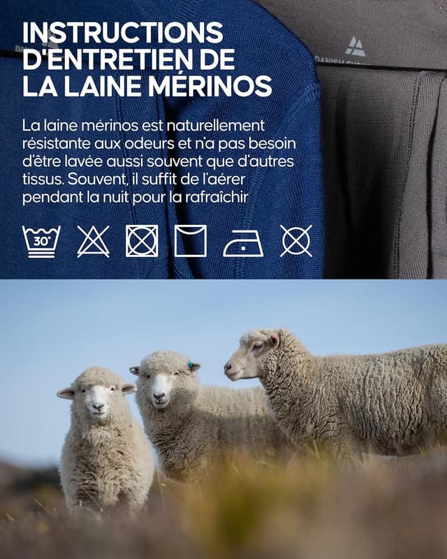 Detalle de Danish Endurance T-Shirt homme en laine mérinos 100% ultra légère (lot 1 ou 2)