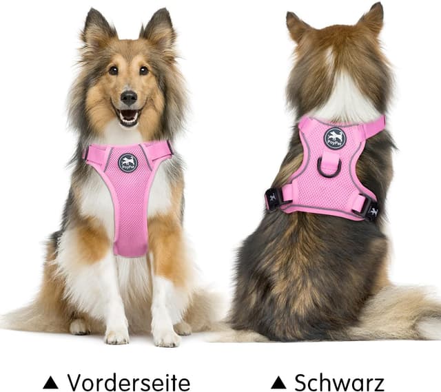 Detalle de PoyPet reflektierendes, weiches atmungsaktives Hundegeschirr aus Mesh (doppelt gepolsterte Weste) – Hell-Pink, kleine Größe