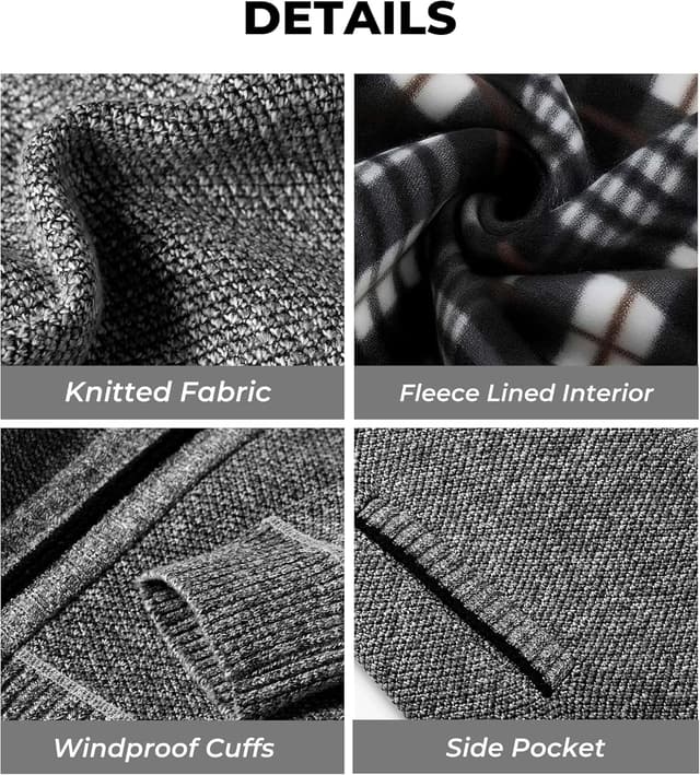 Detalle 2 de GLESTORE Herren Strickjacke als Trachtenjacke: Cardigan-Style mit Fleece-Optik