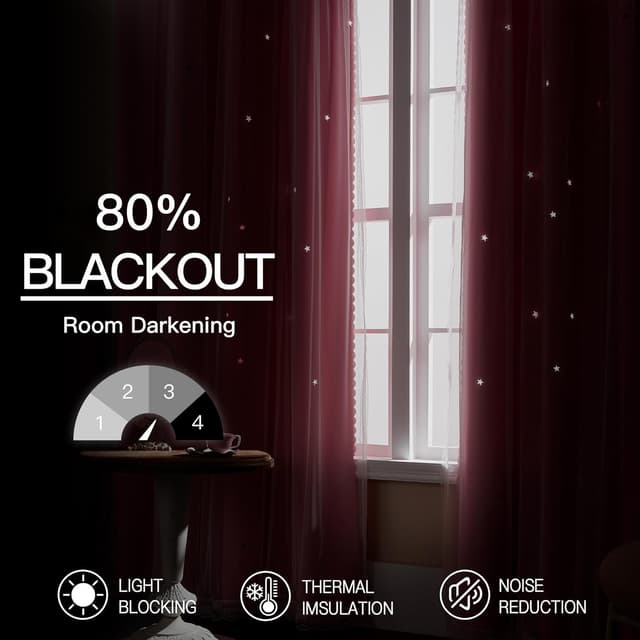 Thumbnail 2 de XiDi Pink Curtains 54 Inch Blackout Panels