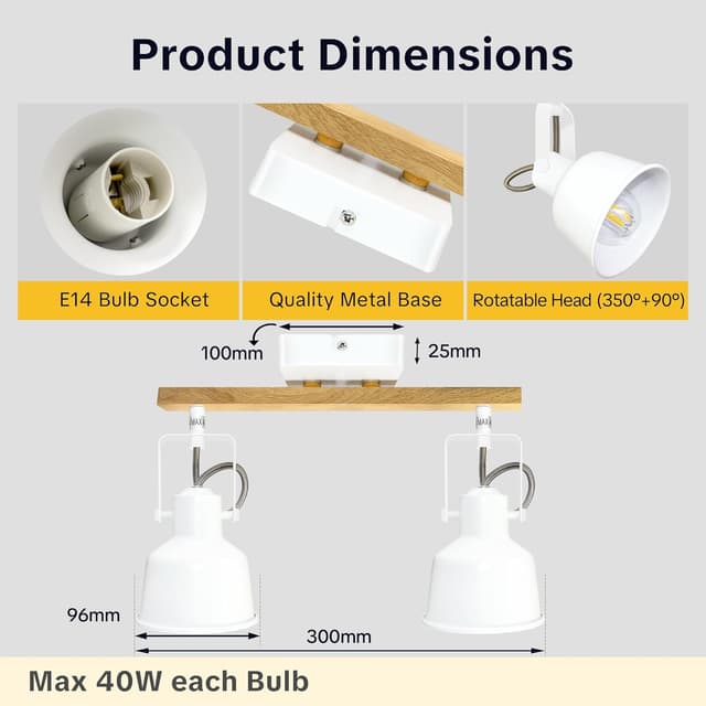 Detalle 2 de Aulaiyi Deckenstrahler E14 2-flammig
