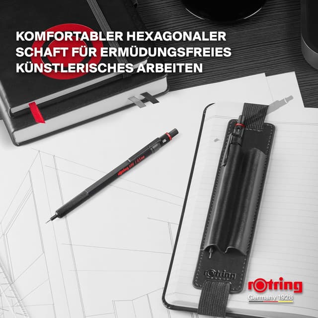 Detalle de Rotring 600 Druckbleistift 0,5 mm Geschenkset mit Etui & Notizbuch