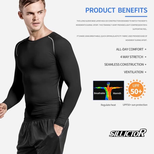 Thumbnail 3 de Sillictor Long Sleeve Compression Base Layer UPF50+