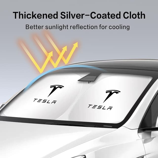 Detalle de 300T Front Window Sunshade for Tesla Model 3 & Model Y (Collapsible, Storage Bag)
