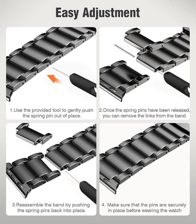 Detalle 1 de ZABUDUO Upgraded Titanium Watch Band Replacement for Apple Watch Ultra & 44mm–49mm Models (Black)