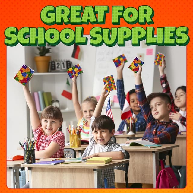 Detalle de Bedwina Mini Building Block Notebooks (Bulk of 32) – kids pocket spiral notepads in assorted brick designs