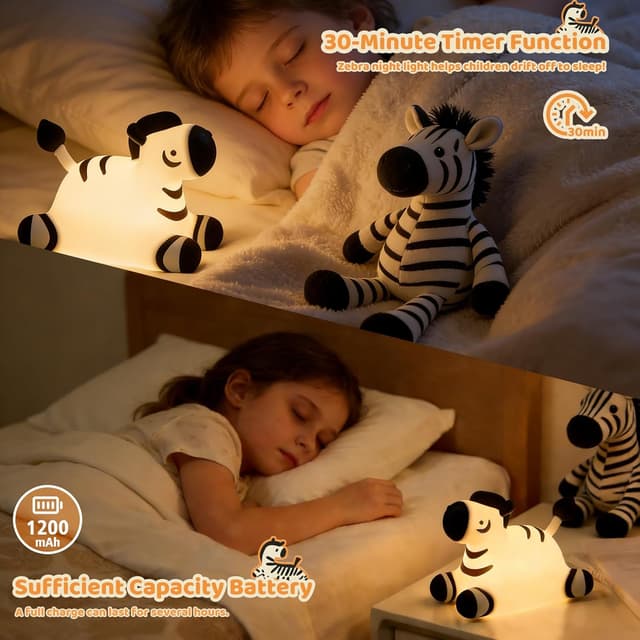 Detalle 2 de Gemmac USB-Nachtlicht aus Silikon „Kawaii“ mit Touch, dimmbar und Timer (wiederaufladbar, 7 Farben)