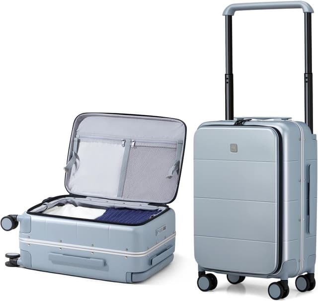 Detalle de Hanke Top Opening Carry On Luggage (20 Inch, 40L) — All-PC Hard Shell with Spinner Wheels and TSA-Approved Locks (Grey)