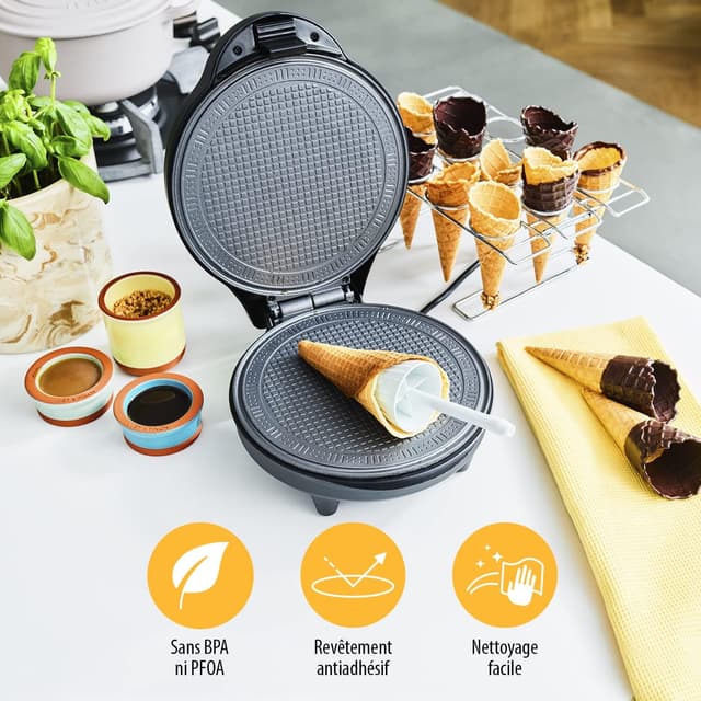 Detalle de Tristar WF-1170 gaufrier à cornet de glace avec moule inclus – 20 cm – 700 W