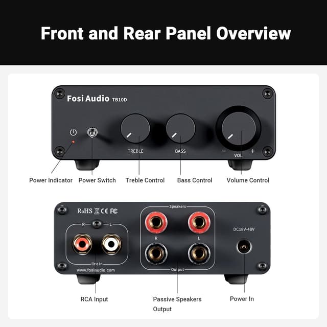 Detalle 2 de Fosi Audio TB10D 600W stereo amplifier