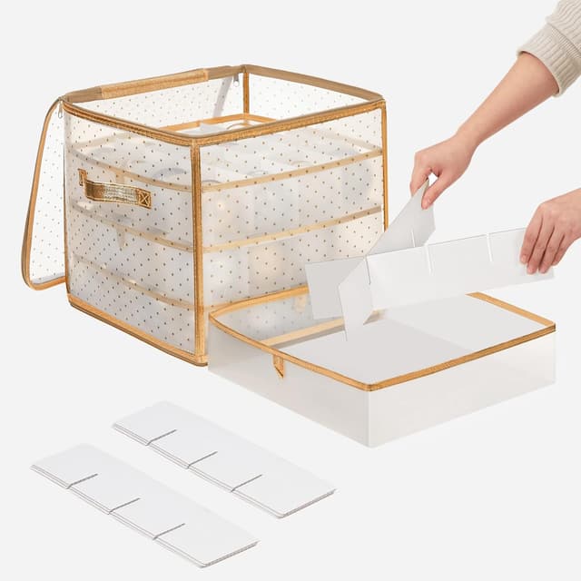 Detalle 2 de SONGMICS Aufbewahrungsbox RFB029A02 128 Fächer für Weihnachtskugeln