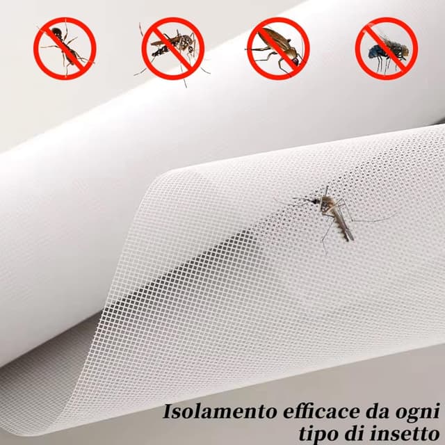 Detalle de Yiichiy Fliegennetz Meterware 120 x 250 cm (Fiberglas, schneidbar) für Fenster & Dachfenster – Ersatznetz in Weiß