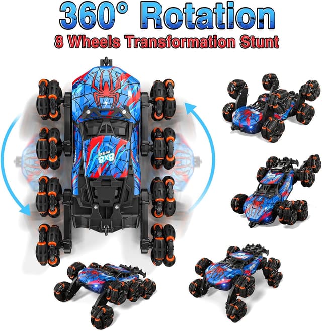 Detalle 2 de Sunrad 8WD Gesture Sensing RC Stunt Car (2.4GHz) with LED Lights, Music & Spray