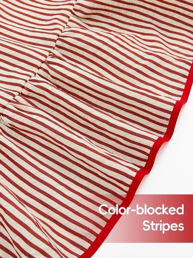 Detalle 2 de JiAmy Girls Long Sleeve Vintage Peter Pan Collar Tiered Dress (4–12 years)