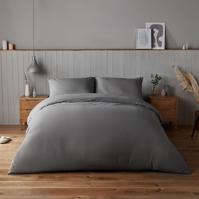 Detalle de Silentnight Supersoft Duvet Set (Cosy & Comfortable) – Double Charcoal, microfibre with button fastening