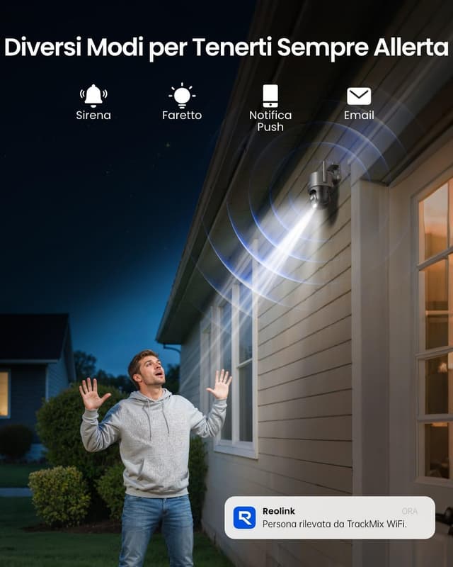 Detalle de Reolink 4K PTZ Wi‑Fi esterna a doppio obiettivo TrackMix (355°/90°, zoom ibrido 6X)