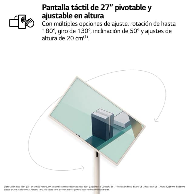 Detalle de LG StanbyME 27ART10AKPL Smart TV LED portátil táctil (reacondicionado Grado D)