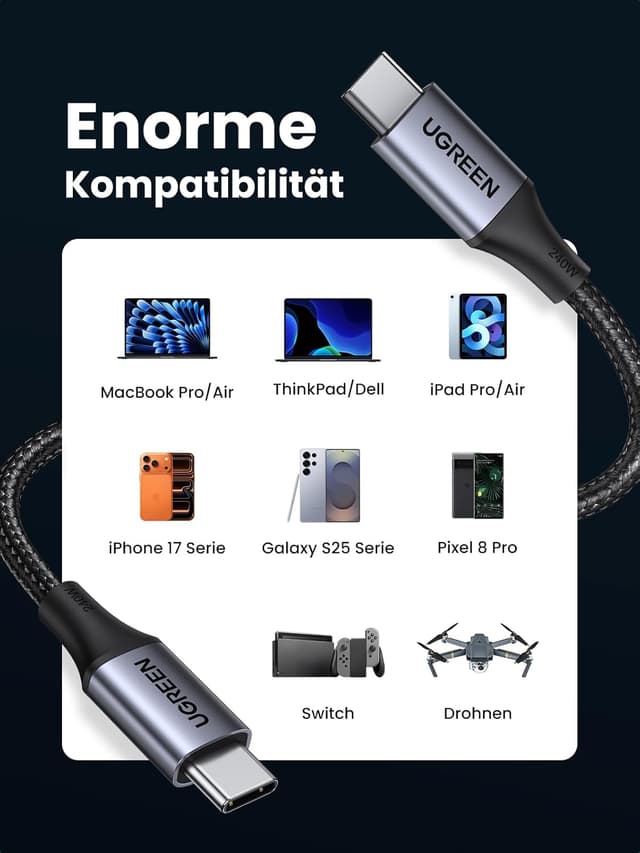Thumbnail 5 de UGREEN USB C Kabel 240W PD 3.1 2 m
