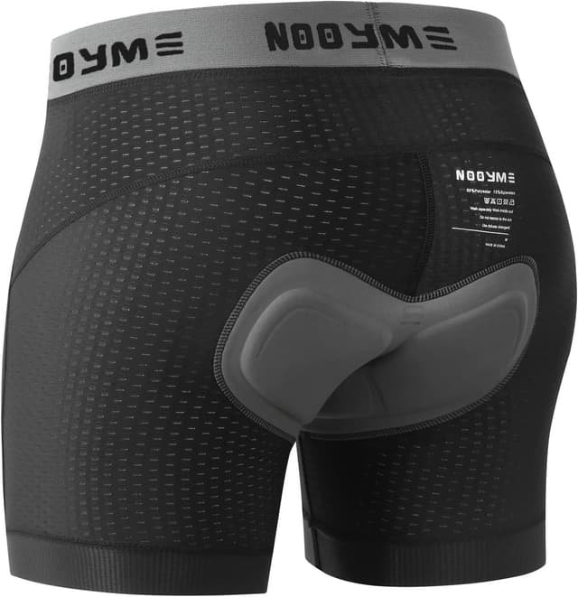 Detalle de NOOYME Herren-Radunterhose mit 4D-Sitzpolster – schnelltrocknend, atmungsaktiv und elastisch