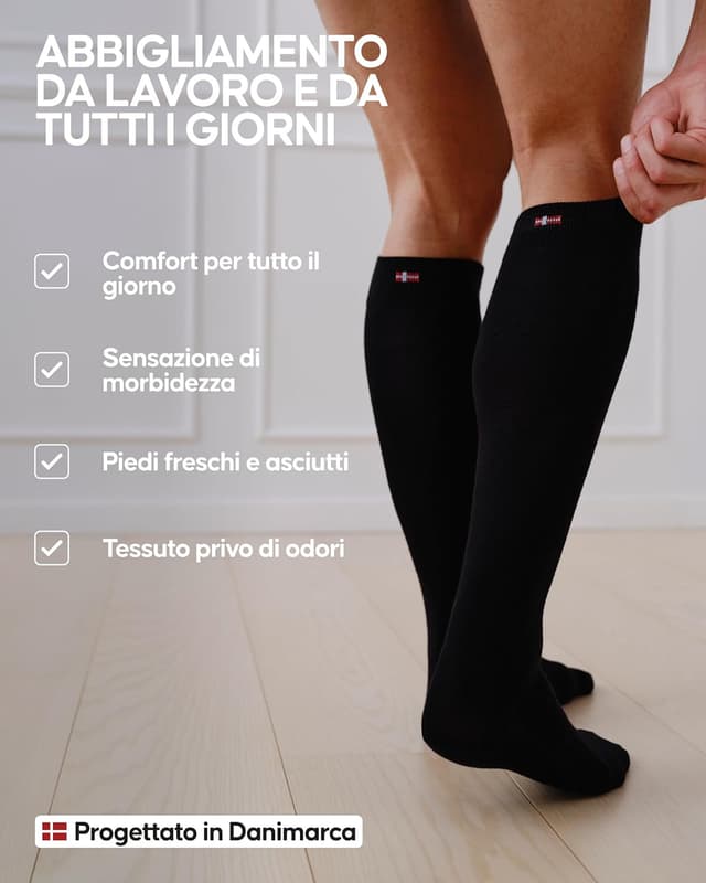 Detalle de DANISH ENDURANCE Calze uomo in bambù lunghe