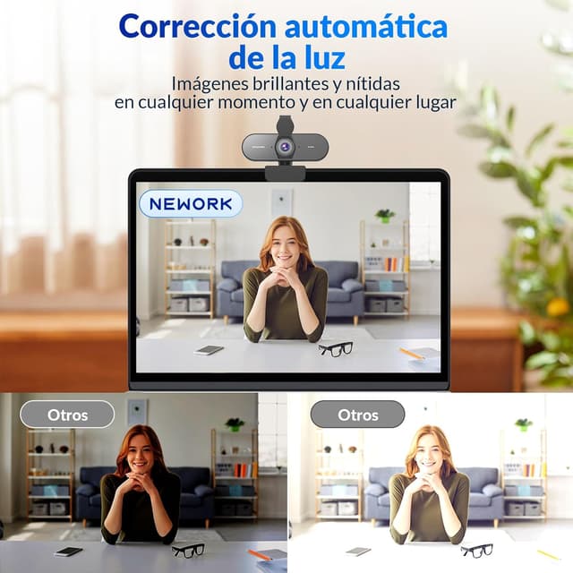 Detalle 2 de NEWORK Cámara Web 4K UHD con Micrófonos Duos y Privacidad 🎥