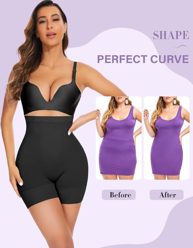 Detalle de YADIFEN Tummy Control Shapewear Shorts for Women with High Waist & Steel-Boned Waistband