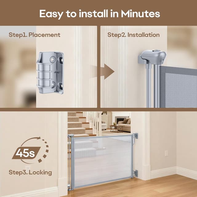 Detalle 2 de SPACEANY Retractable Mesh Gate 33.5" tall 🚪
