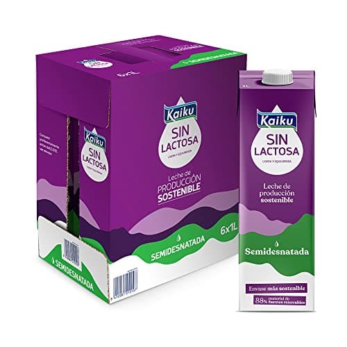 Detalle de Kaiku Sin Lactosa leche semidesnatada UTH (pack 6 x 1 L) con vitaminas A, D y E y ácido fólico