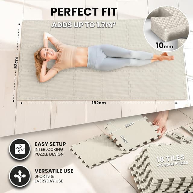 Thumbnail 1 de Interlocking Soft Foam Floor Mat 18 Pieces 🏋️♀