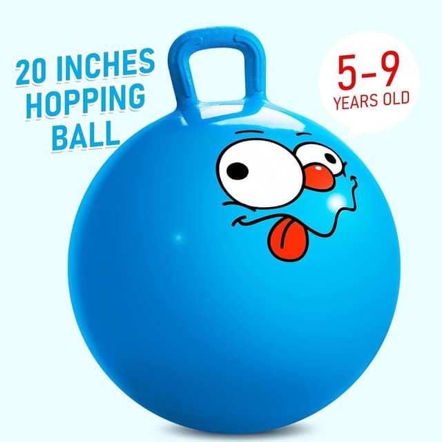 Detalle de U&C Planet Hopper Ball 20-inch Bouncy Ball with Handle (Kids 5-9), Blue