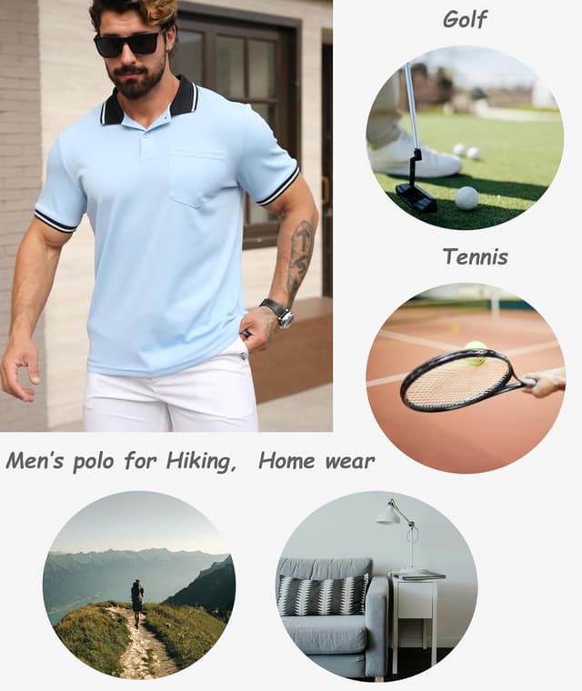 Detalle 2 de JACKETOWN 3 Pack Men’s Short Sleeve Polo Shirts (Lightweight, Breathable Golf Polos)