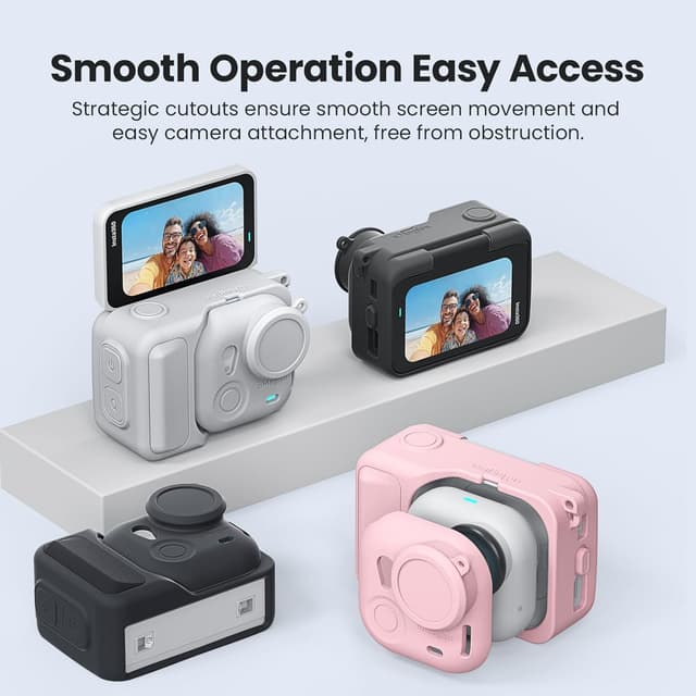 Detalle de LHPHEIX 5-in-1 Silicone Case Set for Insta360 Go Ultra (Gray) with Lens Cap and Anti-Lost Strap