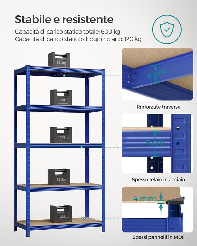 Thumbnail 3 de SONGMICS Set scaffali in metallo 50x100x200 blu GLR050Q02
