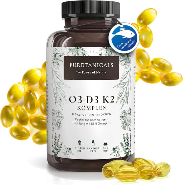 Detalle de PURETANICALS Omega 3 + D3 + K2 240 Kapseln đ©ș