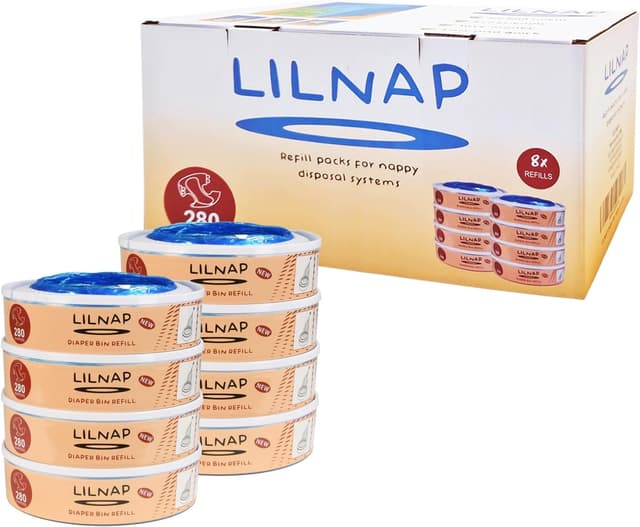 Detalle de LILNAP 4 Nachfüllkassetten für Angelcare Windeleimer & Litter Locker II (runde Kassetten) – neues Design