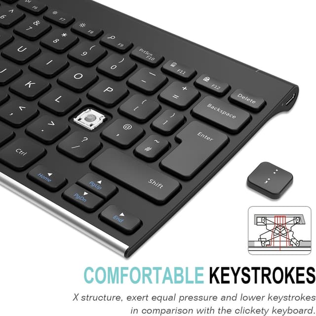 Thumbnail 3 de Arteck 2.4G Wireless Stainless Steel Keyboard 6‑Month Battery ⌨