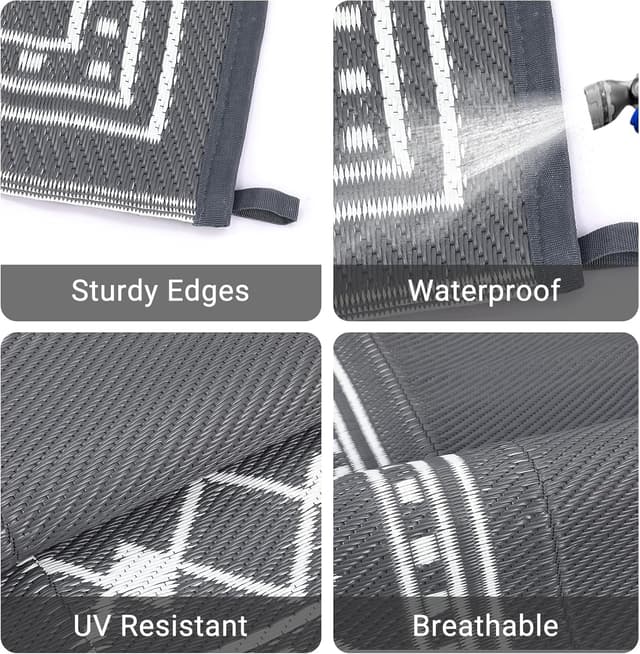 Detalle de CAROMIO outdoor plastic straw rug 270 x 360 cm