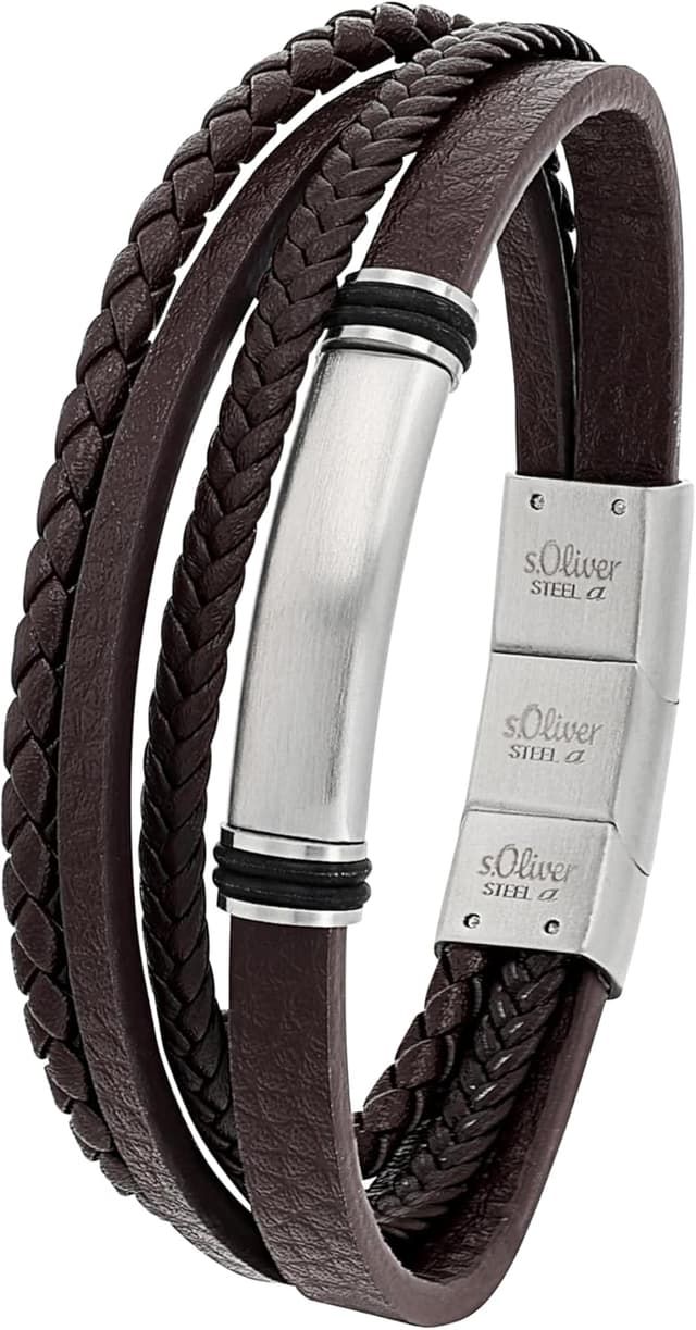 Thumbnail 6 de s.Oliver Bracciale acciaio pelle uomo 20+1,5 cm