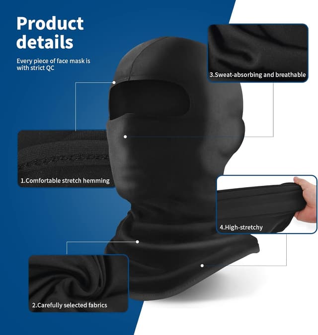 Detalle de YESLIFE 6-Pack Balaclava Ski Mask (Unisex) with UPF 50+ UV Protection for Skiing, Snowboarding & Riding, 6 Colors
