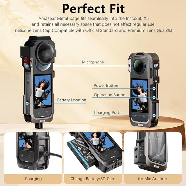 Detalle 1 de Amazear Insta360 X5 Metal Protective Case