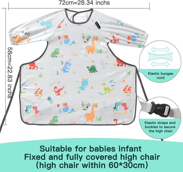 Detalle de PewinGo weaning bib with sleeves