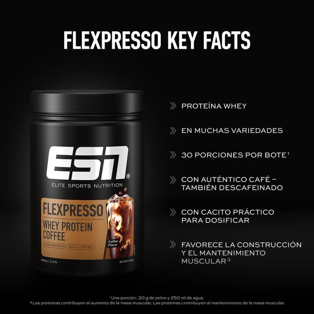 Detalle de ESN Flexpresso Café Proteico 908 g, 22 g proteína