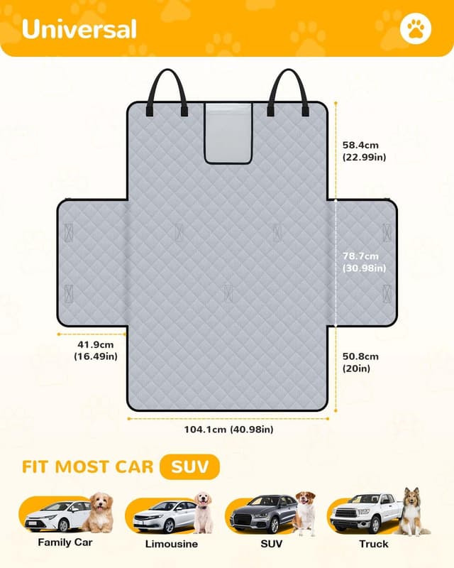 Detalle de Lekespring Kofferraumschutz für Hunde (wasserdicht, kratzfest) mit Seiten- und Ladekantenschutz – Grau, 136 x 106 cm