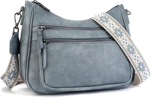 Detalle de VIMUTI Umhängetasche Damen mittelgroß mit vielen Fächern und breitem verstellbaren Schultergurt