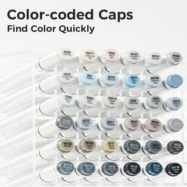 Detalle de Ohuhu Alkohol Marker Grautöne (36 Graustufen) mit Doppelspitze – Nachfüllbar, für Schattierungen & Illustrationen