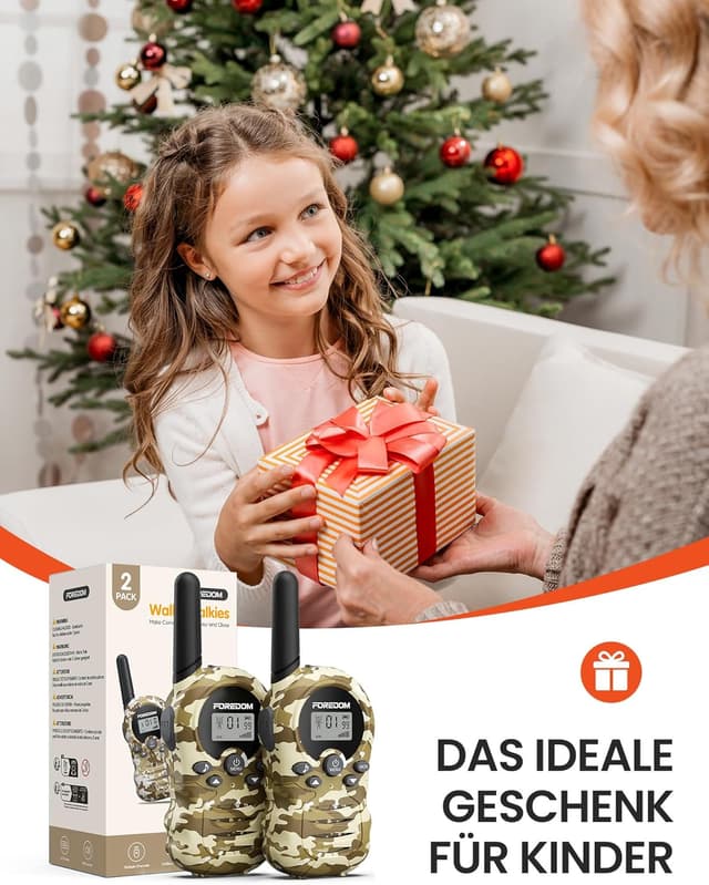 Detalle de FOREDOM Walkie-Talkies für Kinder (2er-Set) mit 8 Kanälen, bis zu 3 km Reichweite – ab 3 Jahren