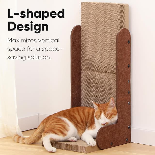 Detalle de FUKUMARU Cat Scratcher (68 cm L-shaped) wall scratch pad in caramel