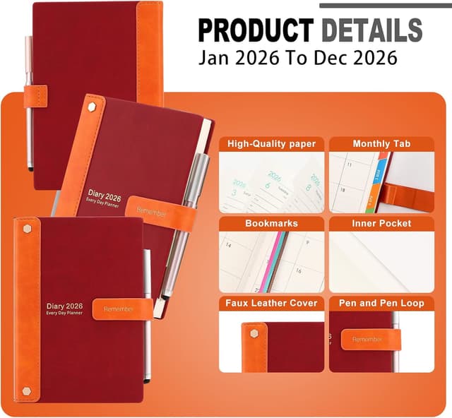 Detalle de Agenda 2026 A5 giorno per pagina 21x15