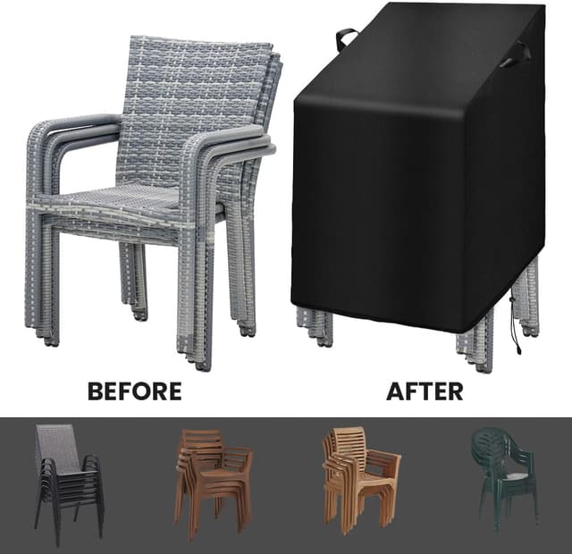 Detalle de OFFCUP Copertura per sedie impilabili da giardino in tessuto Oxford 210D impermeabile anti-UV 70x70x80/120 cm